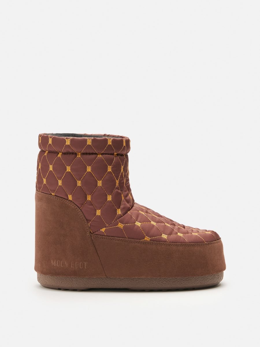 Moon Boot ICON LOW NO LACE QUILTED BOOTS - BROWN