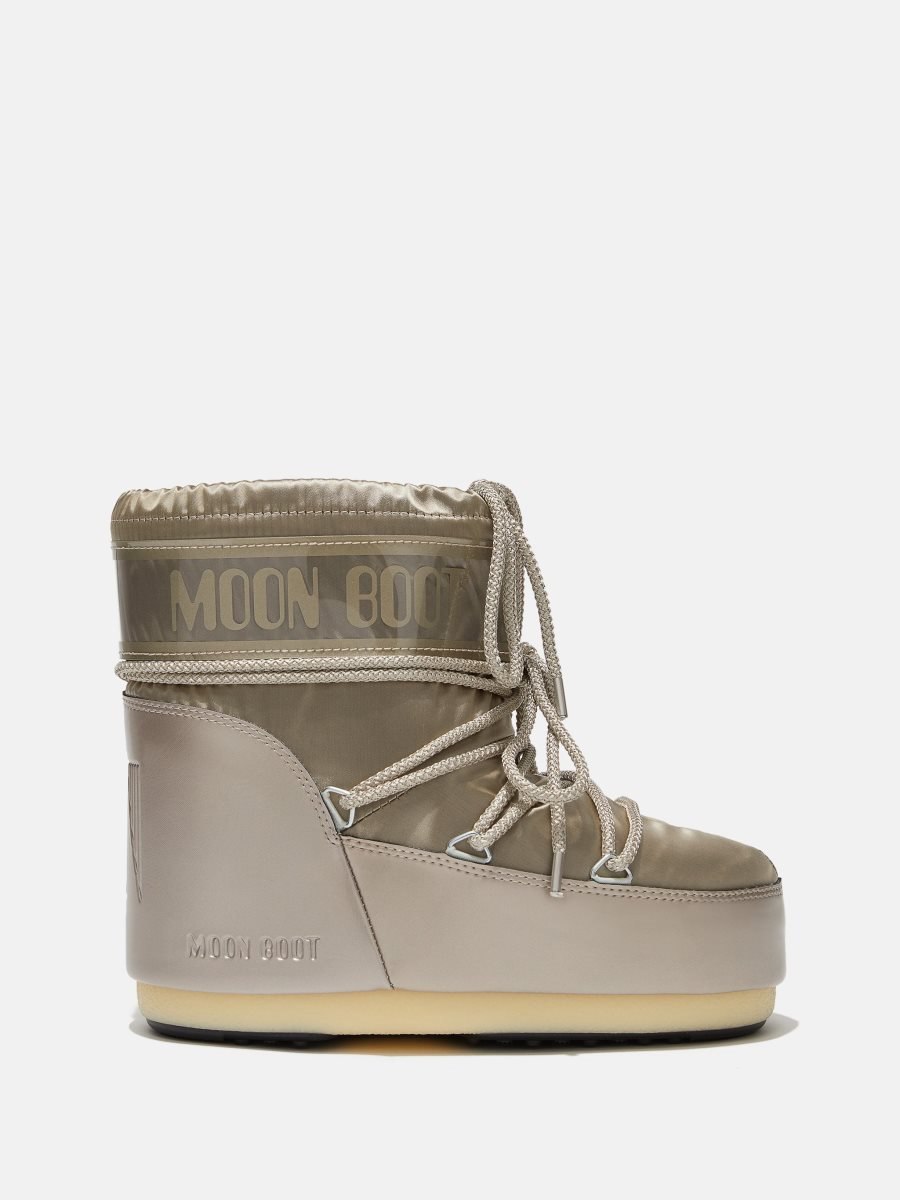 Moon Boot ICON LOW GLANCE SATIN BOOTS - PLATINUM