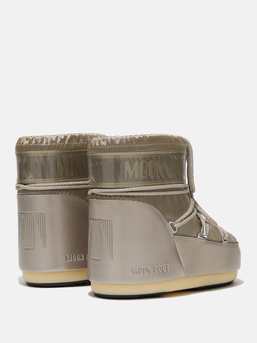 Moon Boot ICON LOW GLANCE SATIN BOOTS - PLATINUM