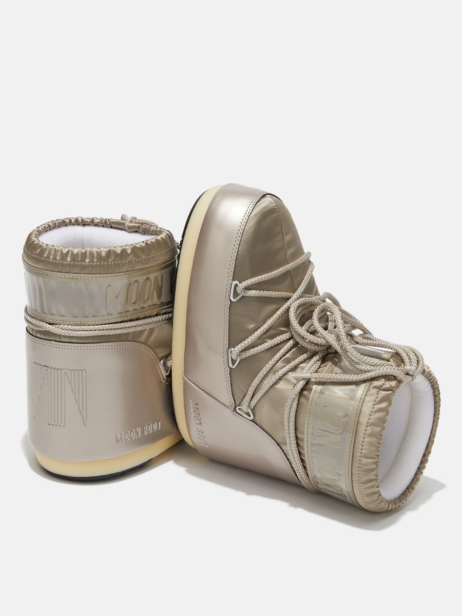 Moon Boot ICON LOW GLANCE SATIN BOOTS - PLATINUM