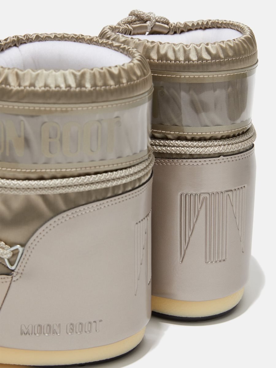 Moon Boot ICON LOW GLANCE SATIN BOOTS - PLATINUM