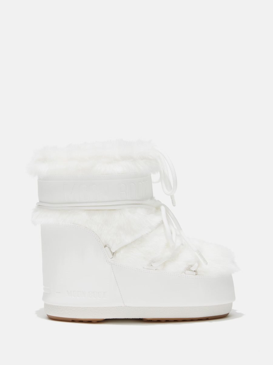 Moon Boot ICON LOW FAUX-FUR BOOTS - OPTICAL WHITE