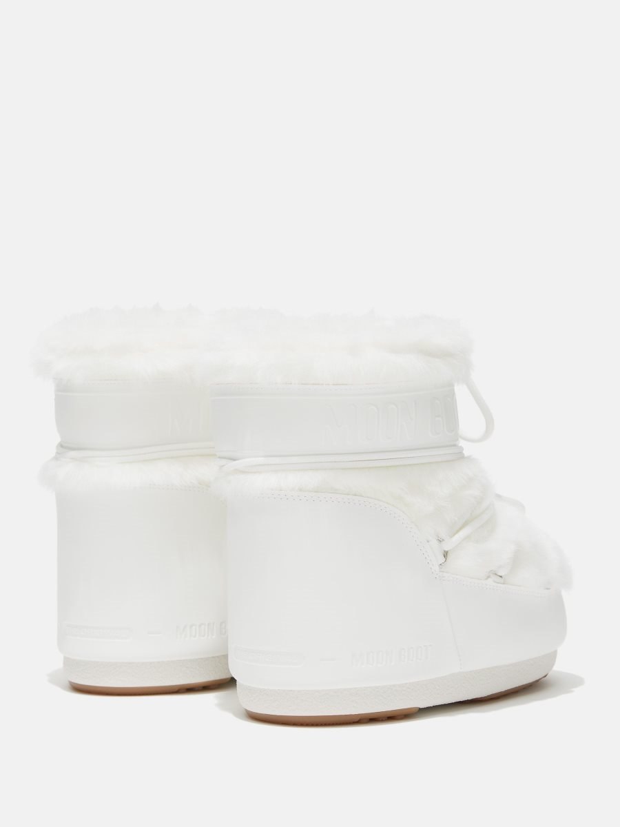Moon Boot ICON LOW FAUX-FUR BOOTS - OPTICAL WHITE