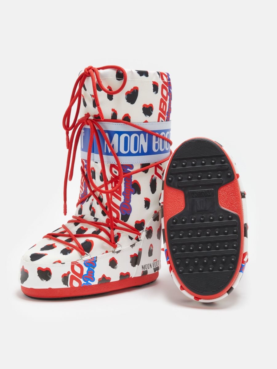 Moon Boot ICON RETROBIKER BOOTS - DALMATIAN - Click Image to Close