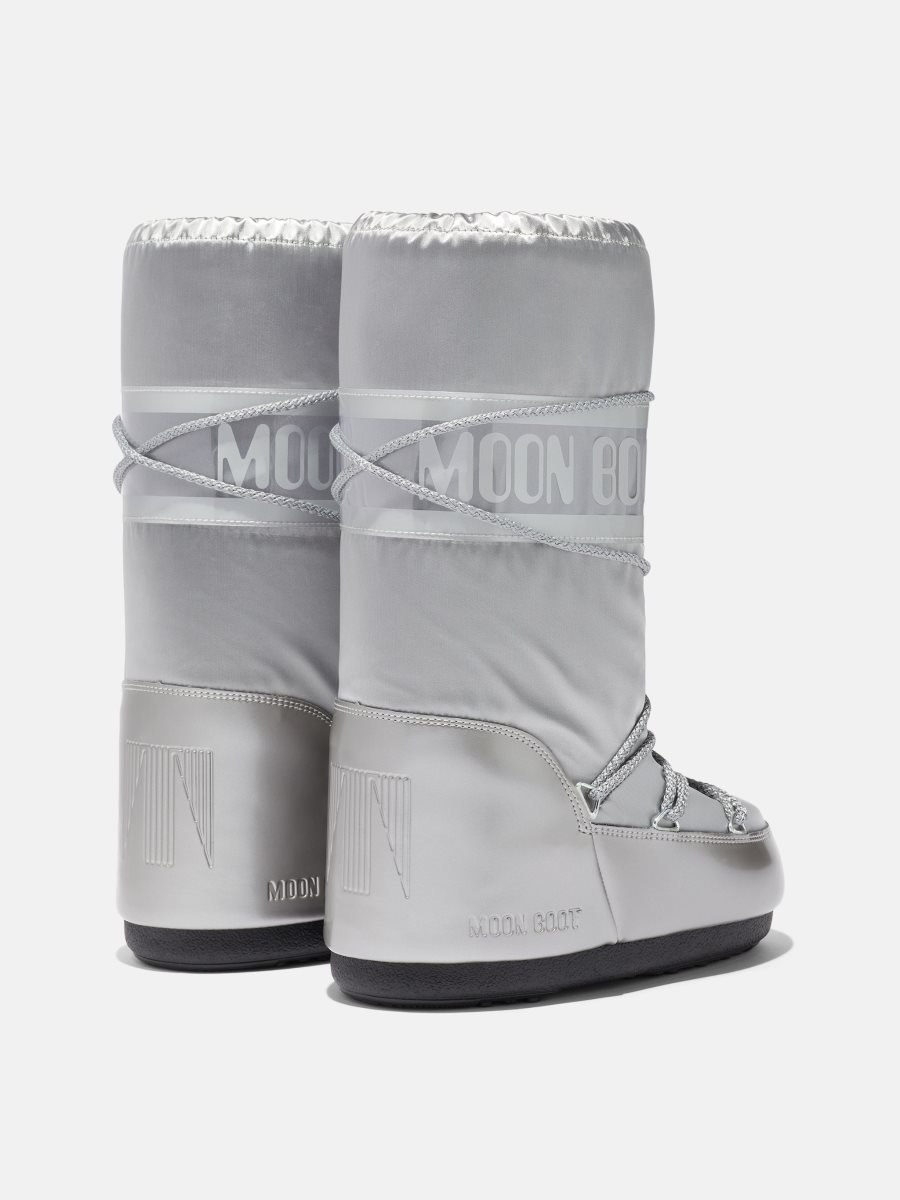 Moon Boot ICON GLANCE SATIN BOOTS - SILVER