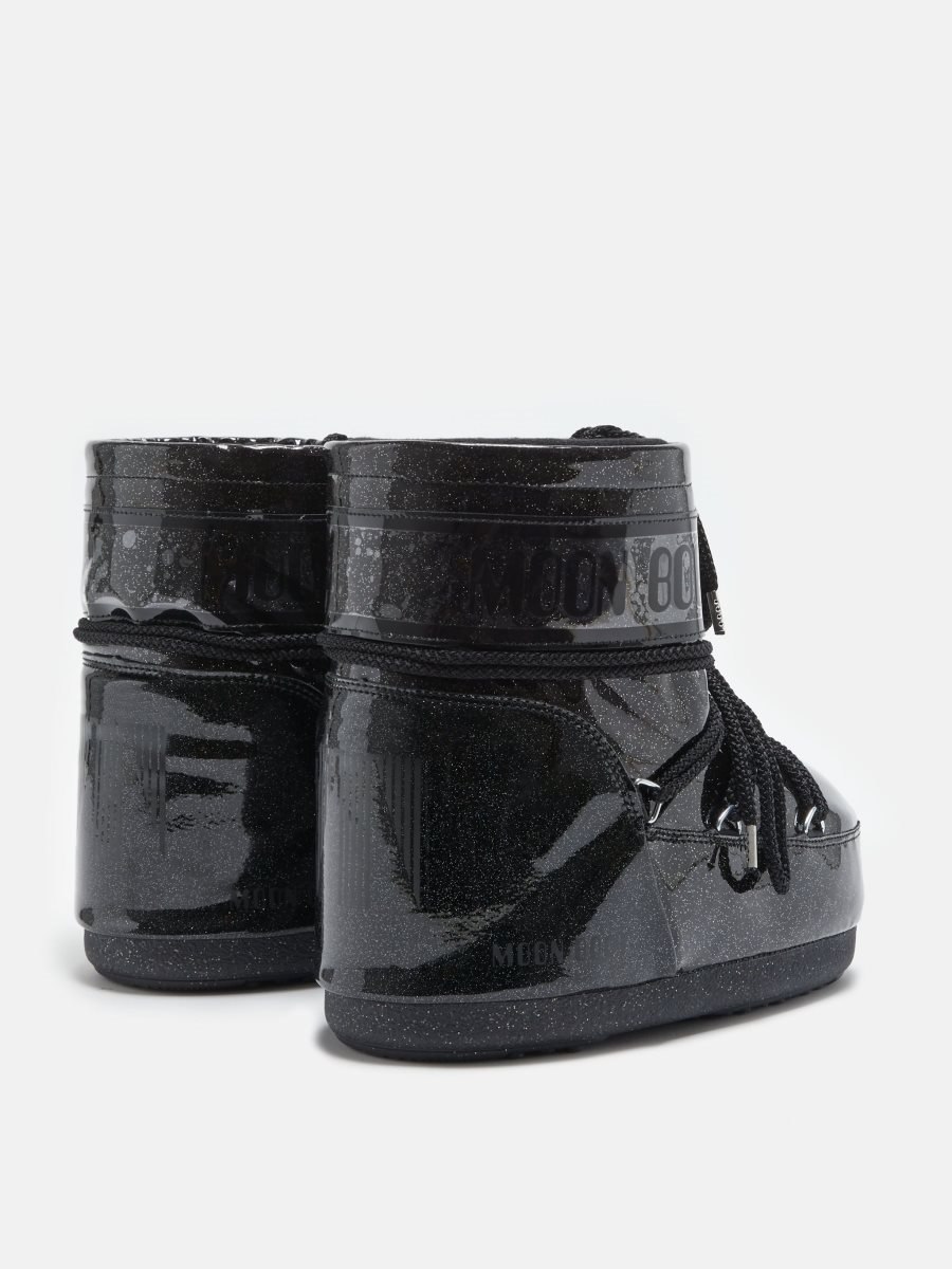 Moon Boot ICON LOW GLITTER BOOTS - BLACK