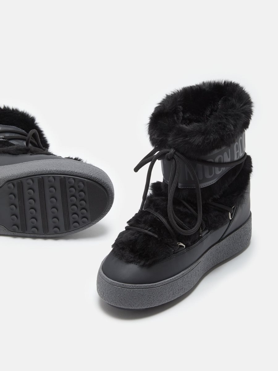 Moon Boot JTRACK JUNIOR FAUX-FUR BOOTS - BLACK