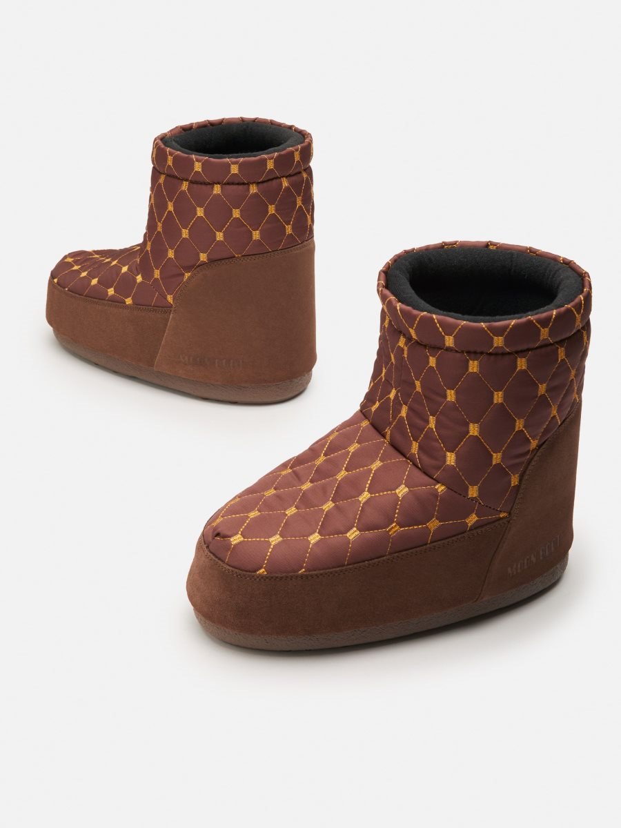 Moon Boot ICON LOW NO LACE QUILTED BOOTS - BROWN