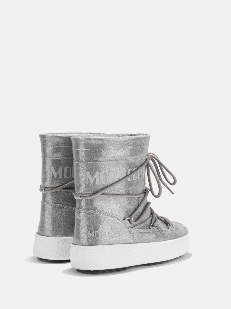 Moon Boot JTRACK TUBE JUNIOR GLITTER BOOTS - SILVER