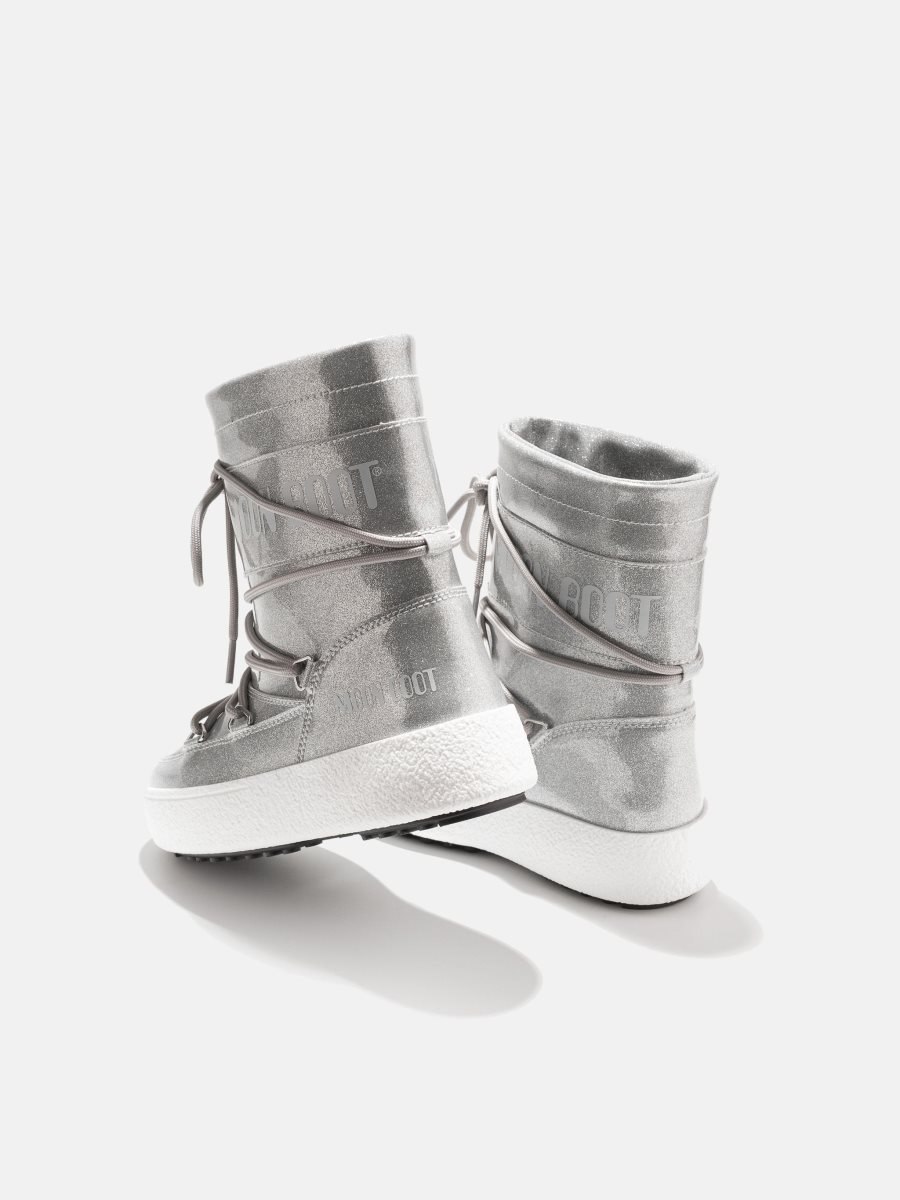 Moon Boot JTRACK TUBE JUNIOR GLITTER BOOTS - SILVER