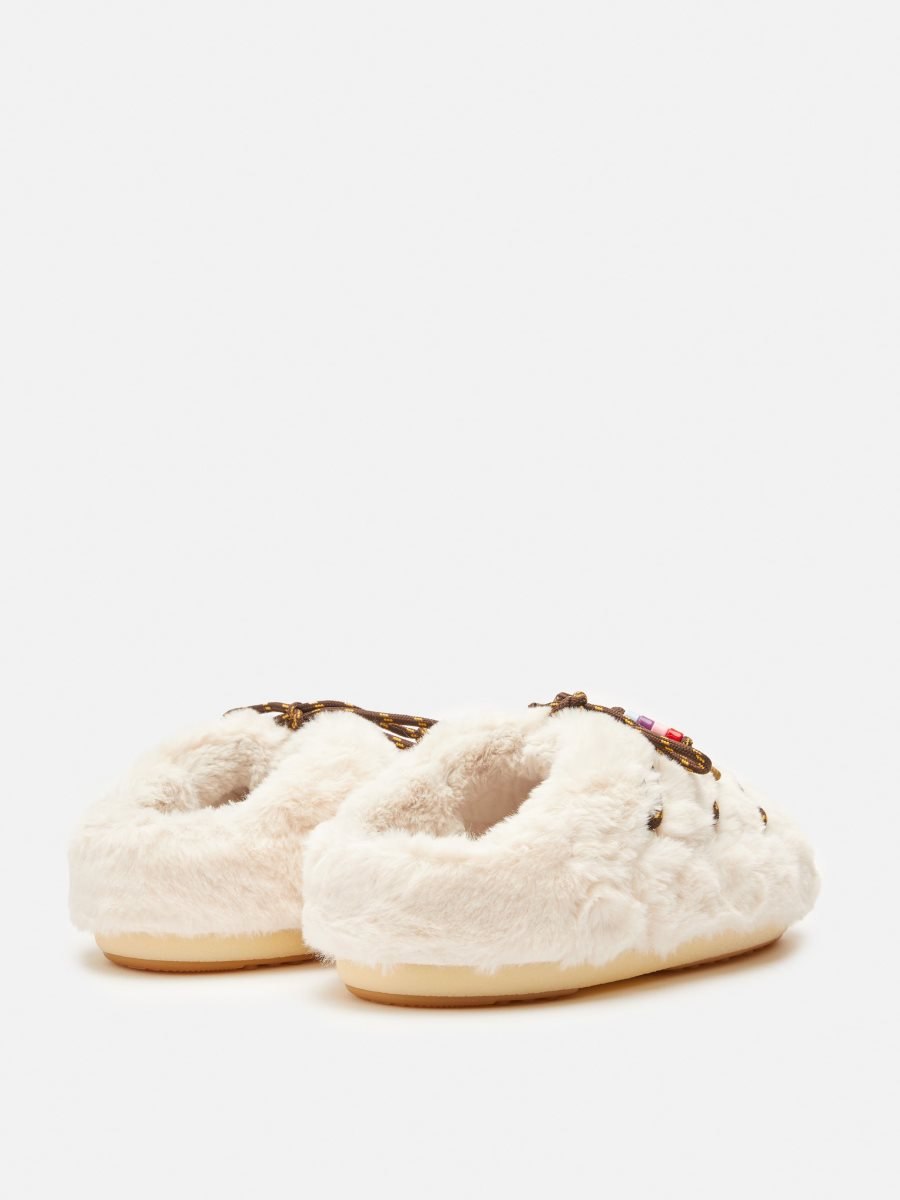 Moon Boot FAUX-FUR BEADS MULES - CREAM