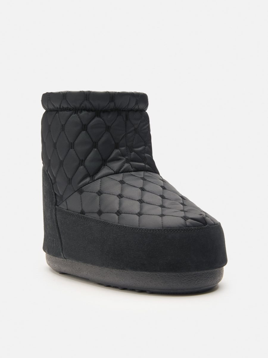 Moon Boot ICON LOW NO LACE QUILTED BOOTS - BLACK