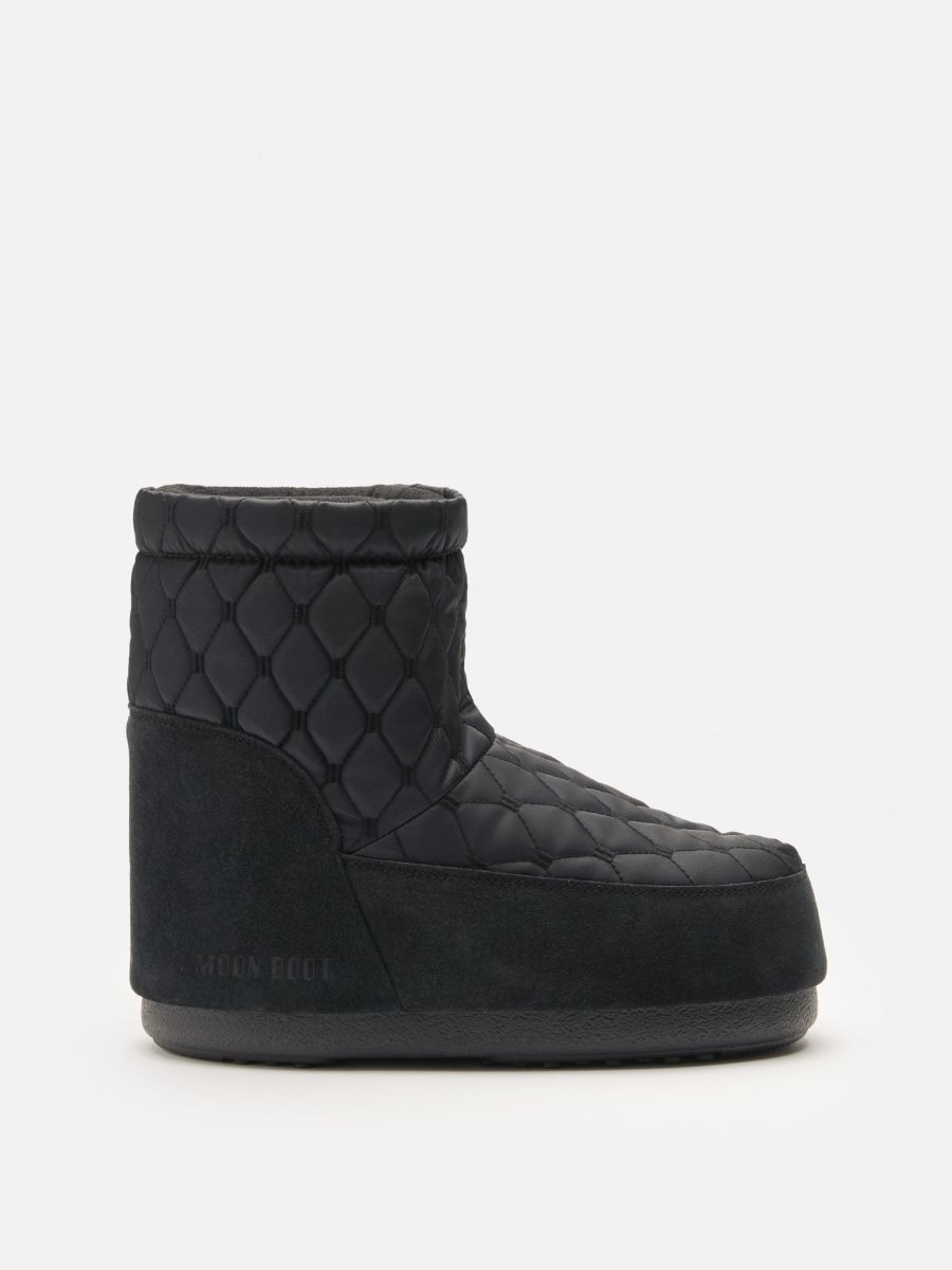 Moon Boot ICON LOW NO LACE QUILTED BOOTS - BLACK