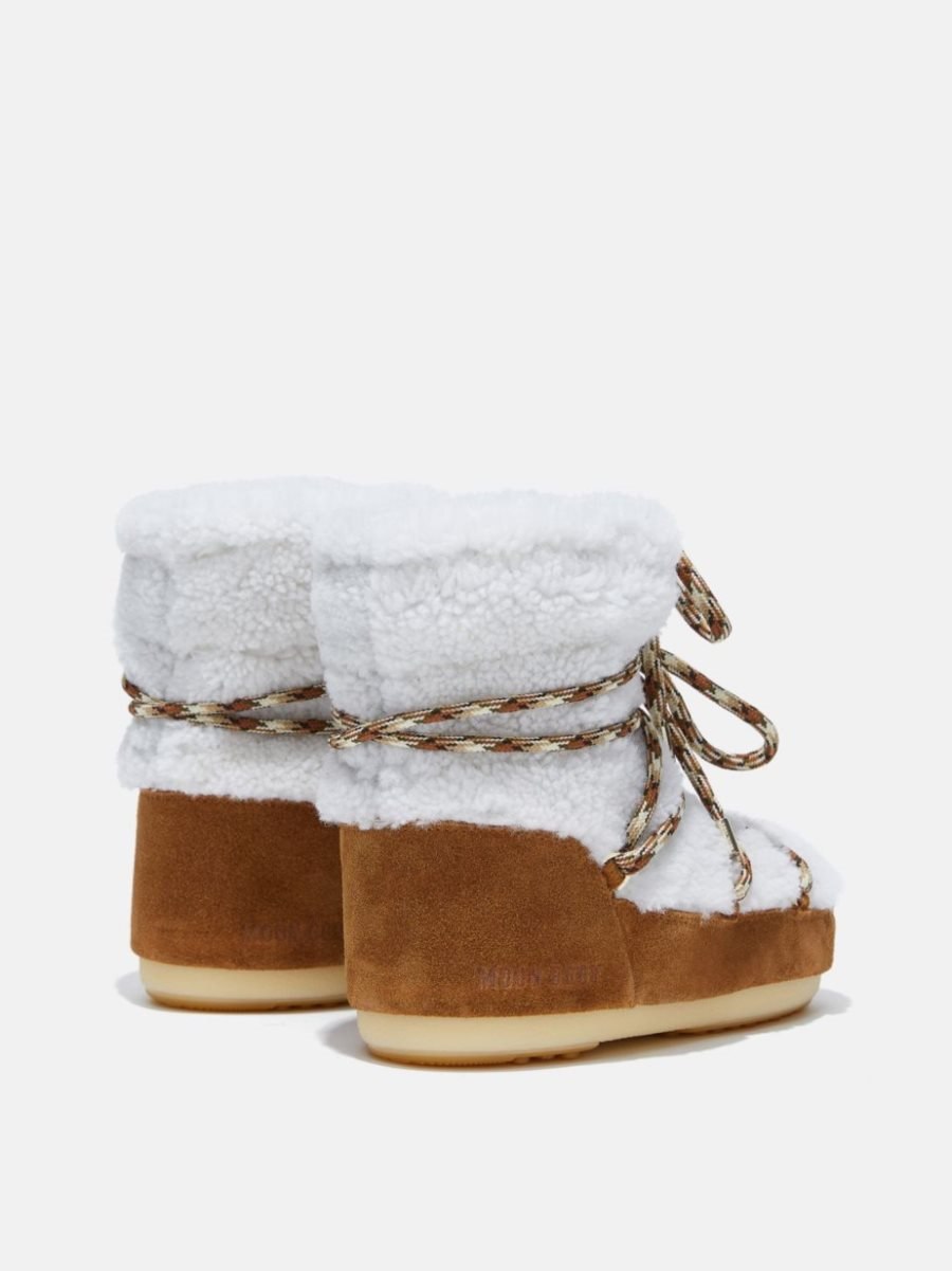 Moon Boot LAB69 ICON LIGHT LOW TAN SHEARLING BOOTS - WHISKY