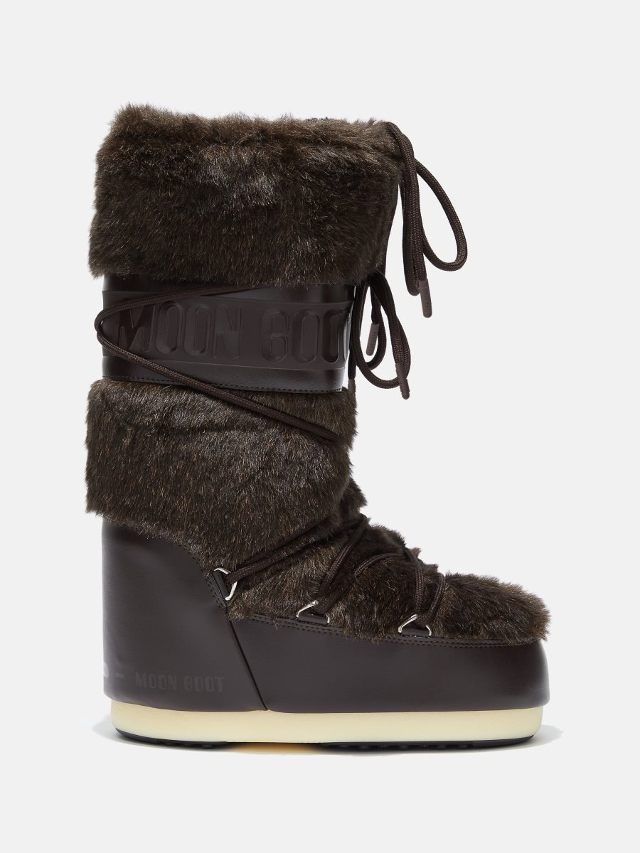 Moon Boot ICON FAUX-FUR BOOTS - BROWN