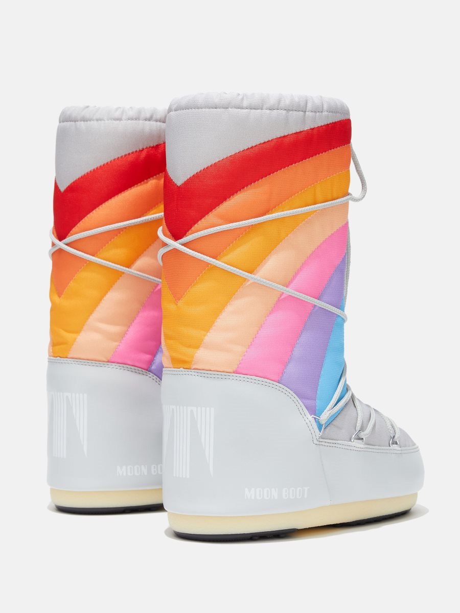 Moon Boot ICON RAINBOW NYLON BOOTS - GLACIER/BLUE-RED