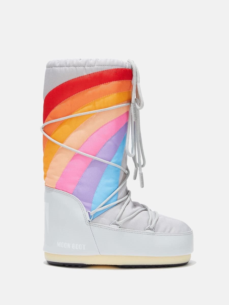 Moon Boot ICON RAINBOW NYLON BOOTS - GLACIER/BLUE-RED