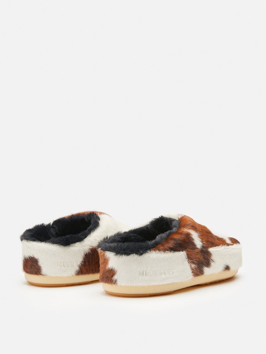 Moon Boot NO LACE PONY MULES - COW PRINT