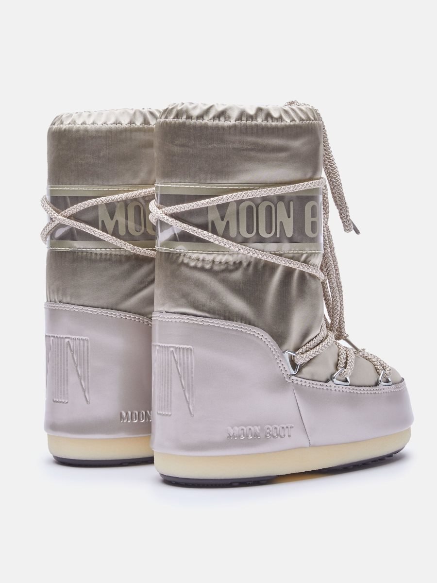 Moon Boot ICON JUNIOR GLANCE SATIN BOOTS - PLATINUM