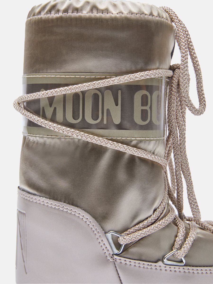 Moon Boot ICON JUNIOR GLANCE SATIN BOOTS - PLATINUM