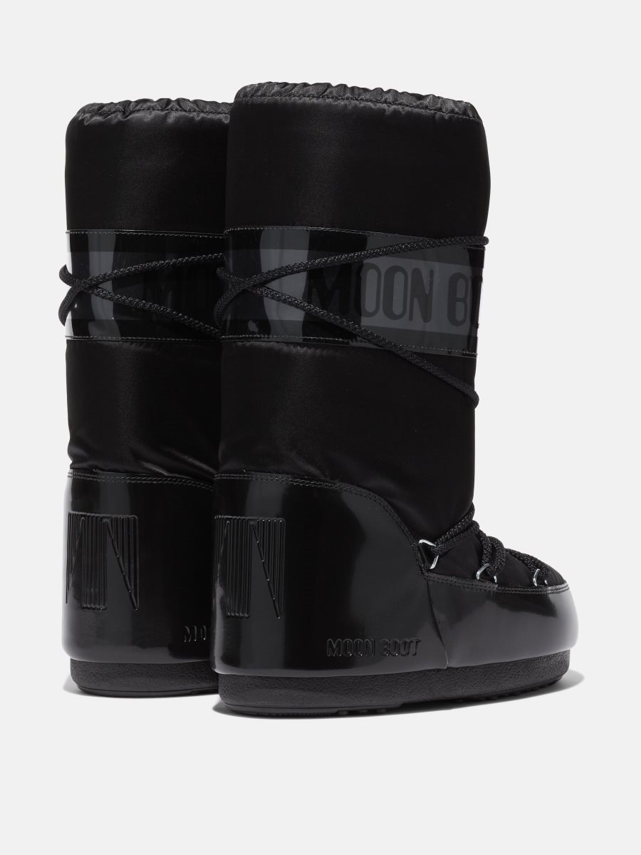 Moon Boot ICON GLANCE SATIN BOOTS - BLACK - Click Image to Close