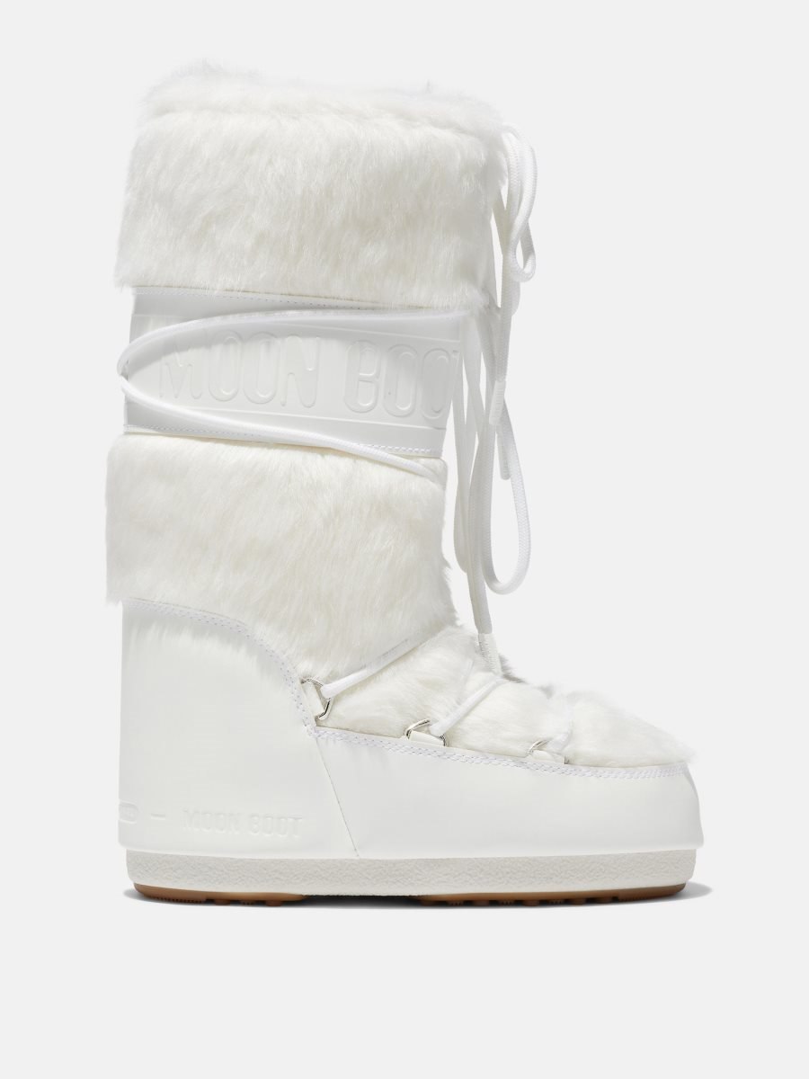 Moon Boot ICON FAUX-FUR BOOTS - OPTICAL WHITE