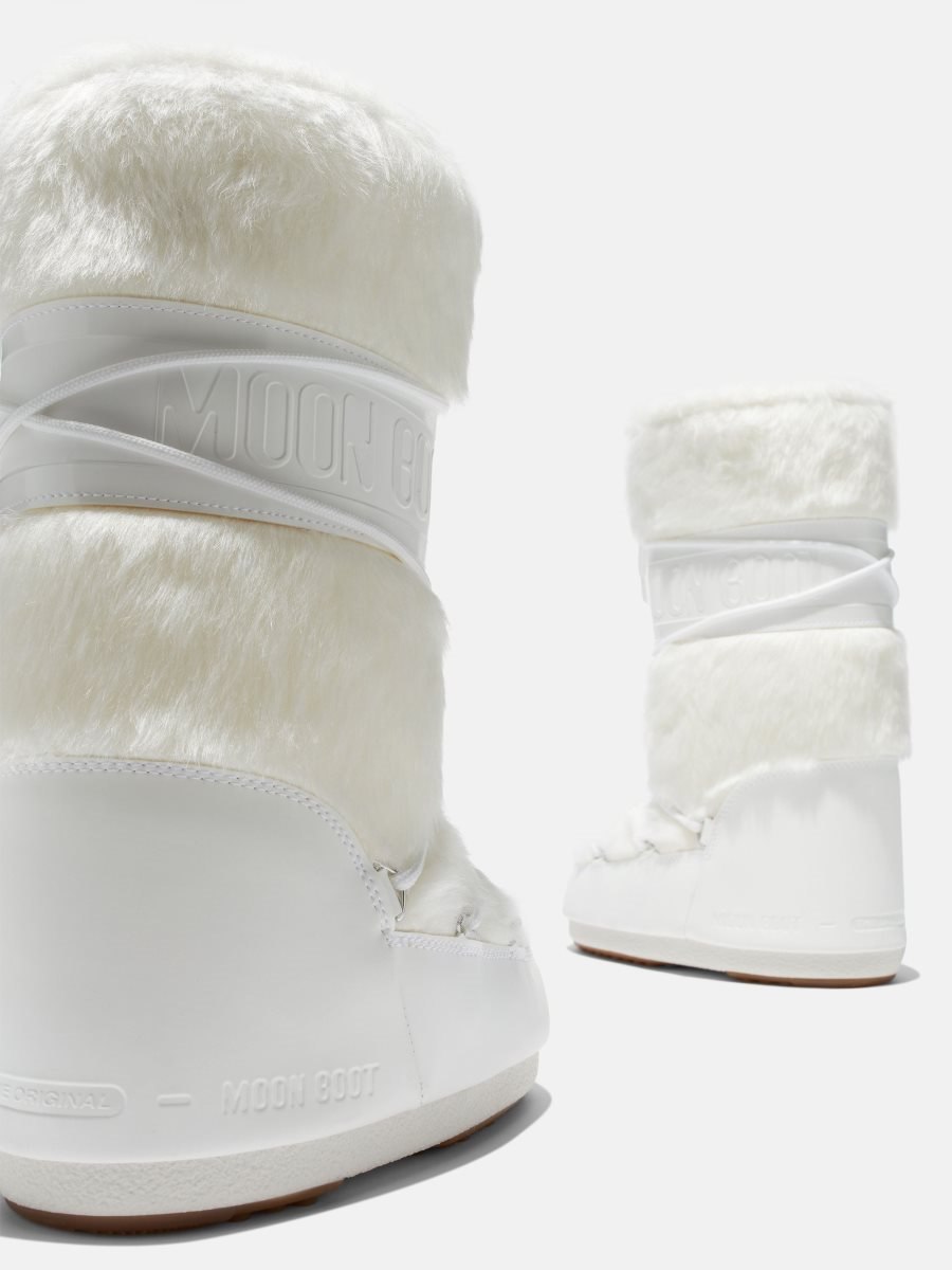 Moon Boot ICON FAUX-FUR BOOTS - OPTICAL WHITE
