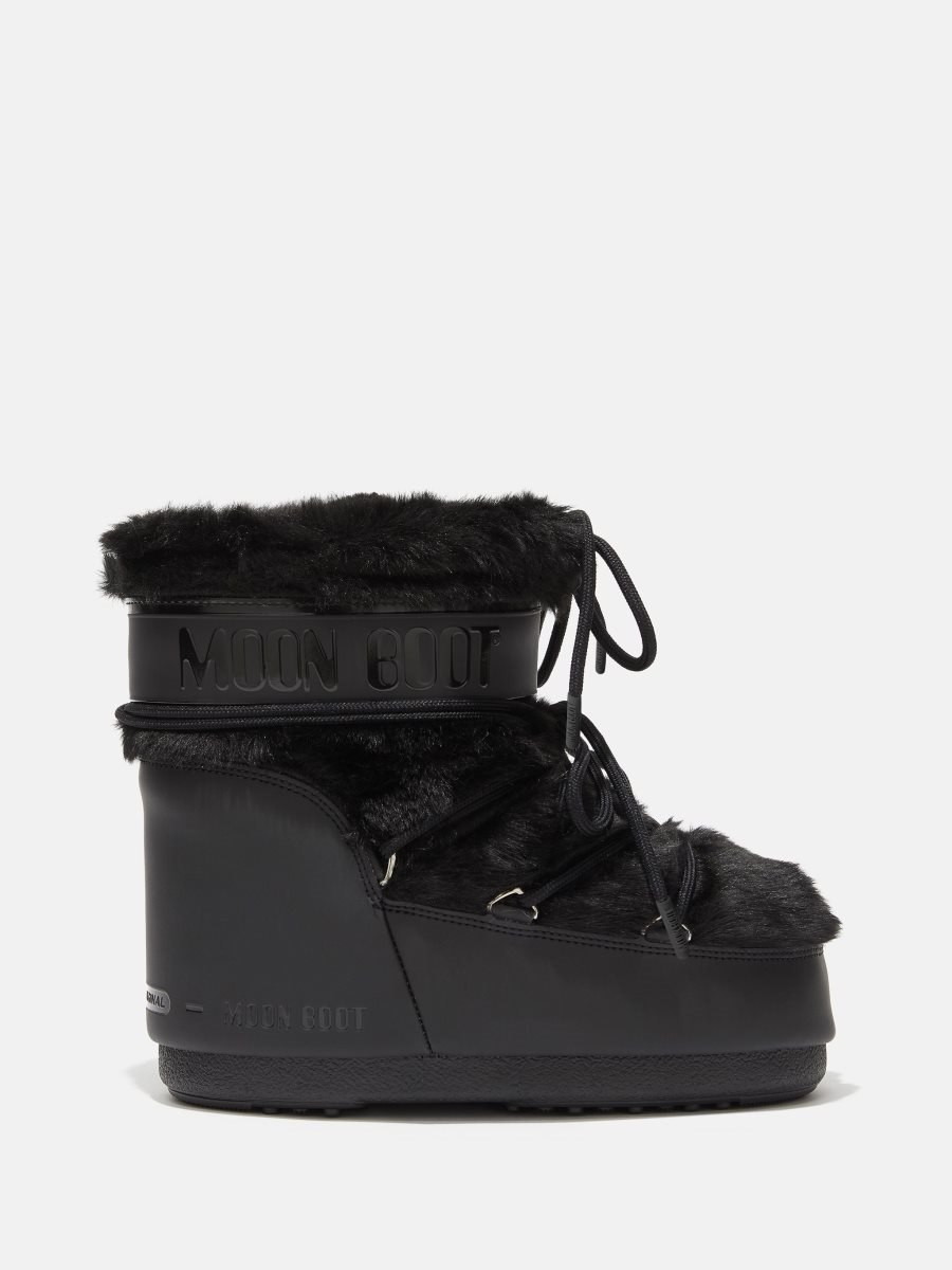 Moon Boot ICON LOW FAUX-FUR BOOTS - BLACK