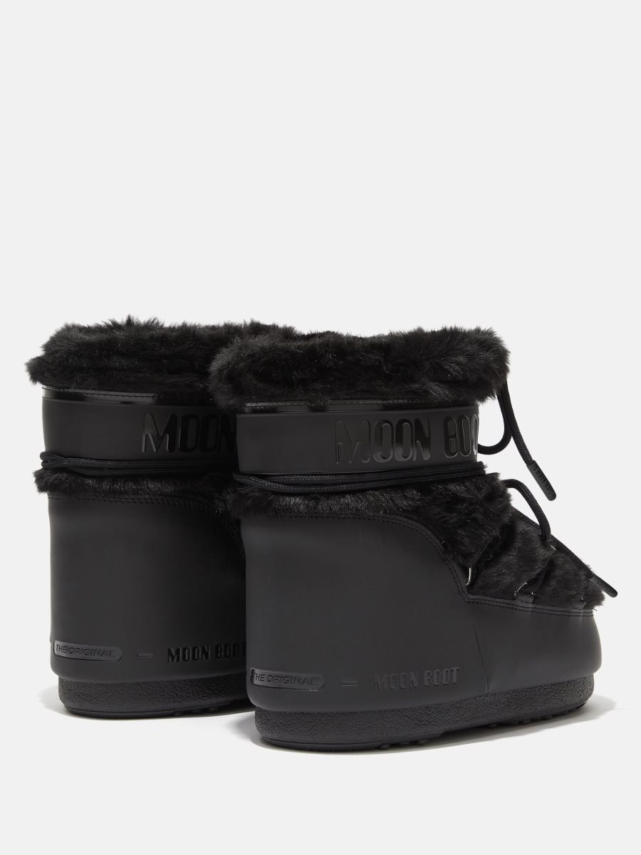 Moon Boot ICON LOW FAUX-FUR BOOTS - BLACK