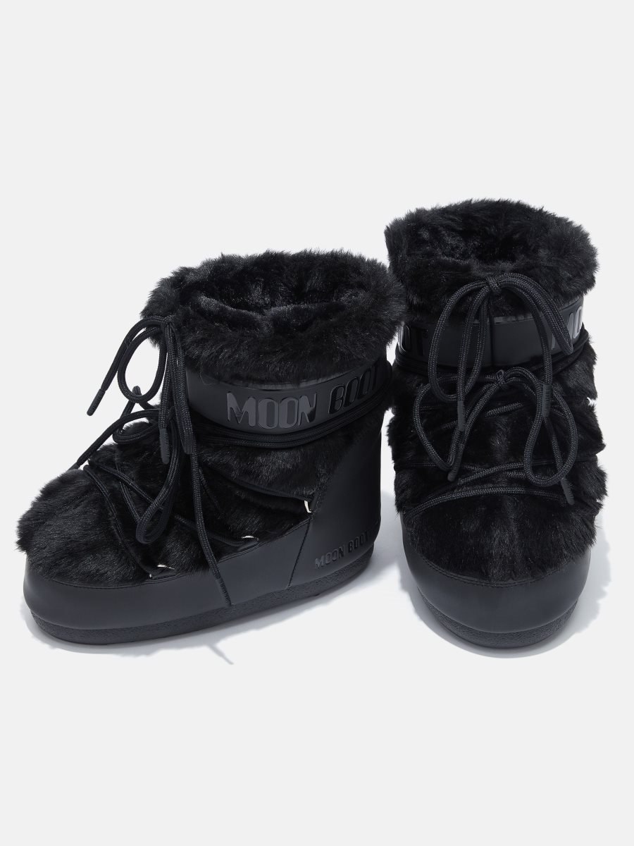 Moon Boot ICON LOW FAUX-FUR BOOTS - BLACK