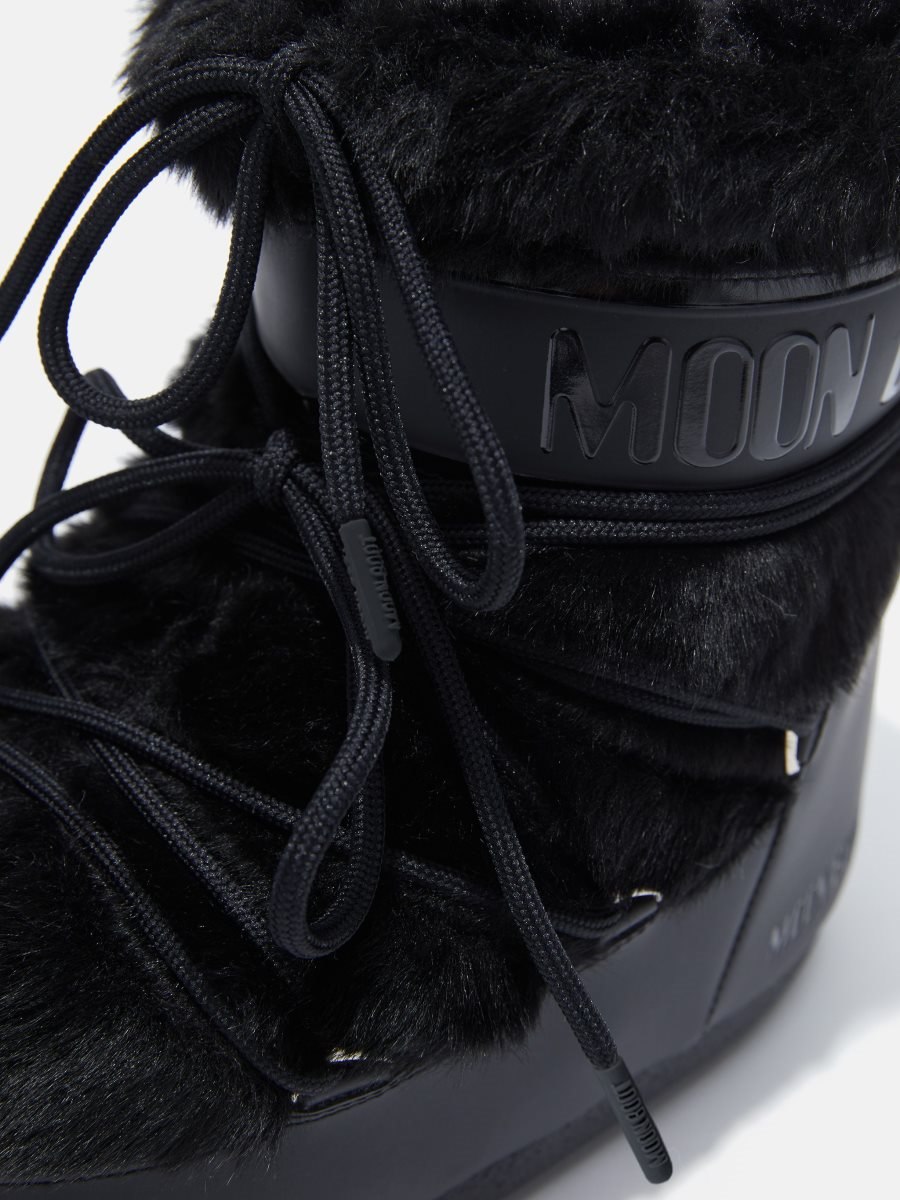 Moon Boot ICON LOW FAUX-FUR BOOTS - BLACK