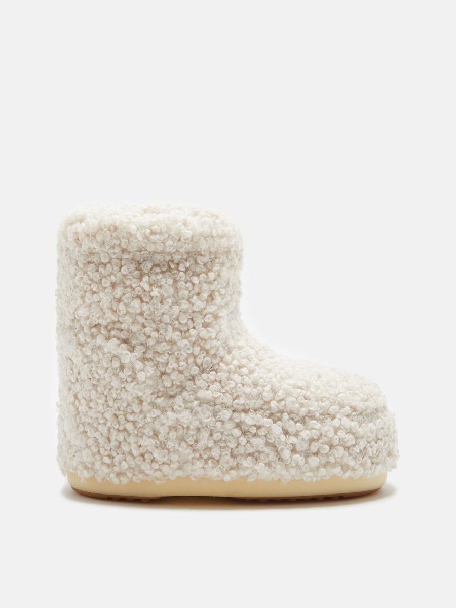 Moon Boot ICON LOW FAUX CURLY BOOTS - CREAM