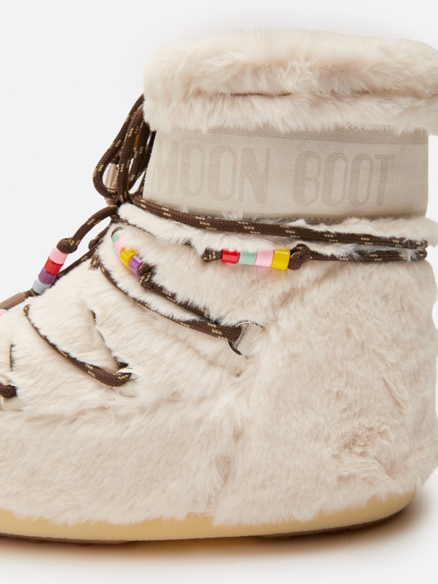 Moon Boot ICON LOW FAUX-FUR BEADS BOOTS - CREAM