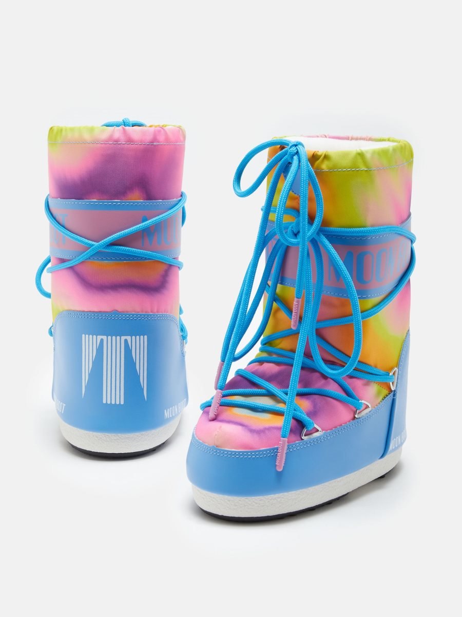 Moon Boot ICON JUNIOR TIE-DYE BOOTS - ALASKAN BLUE