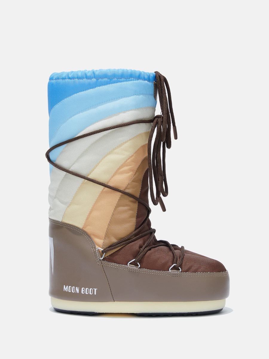 Moon Boot ICON RAINBOW NYLON BOOTS - SHITAKE/BROWN-BLUE