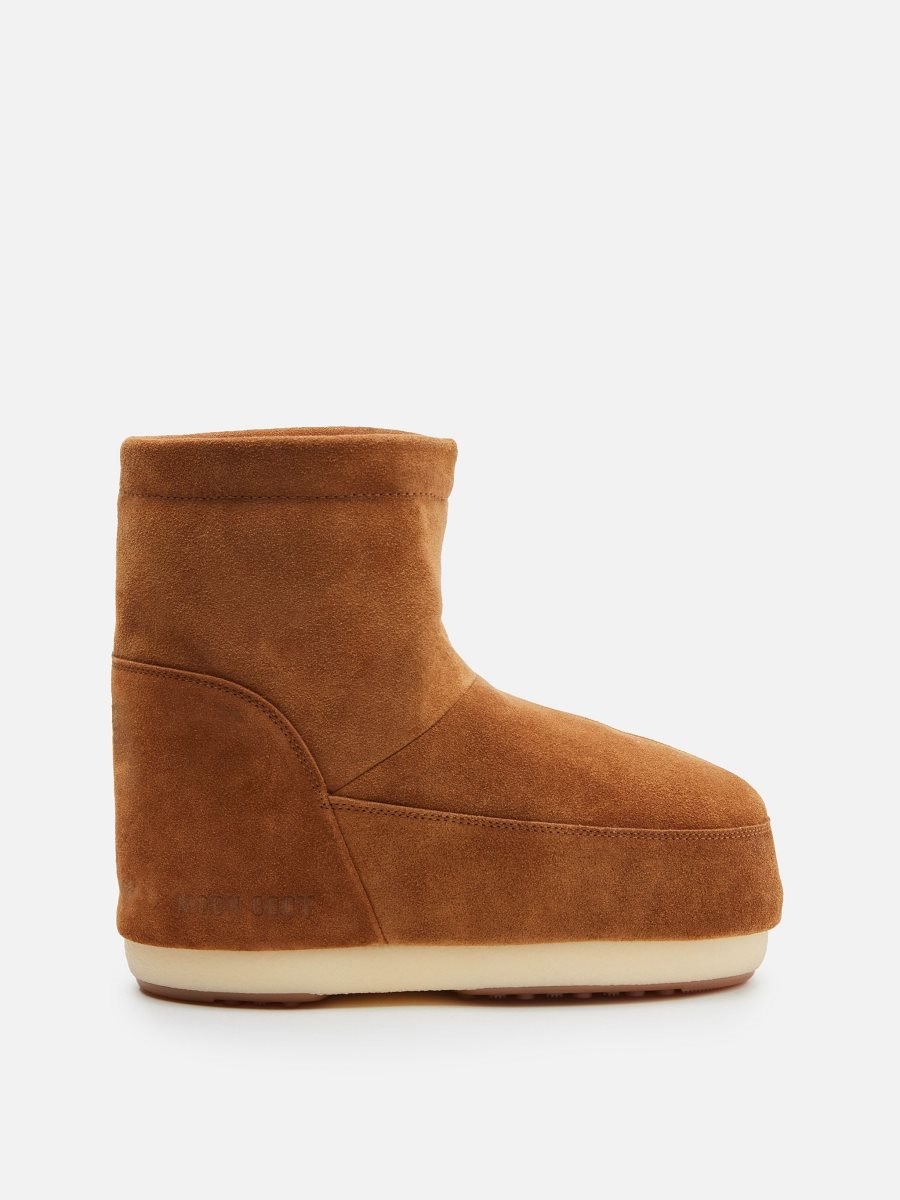 Moon Boot NO LACE TAN SUEDE BOOTS - COGNAC