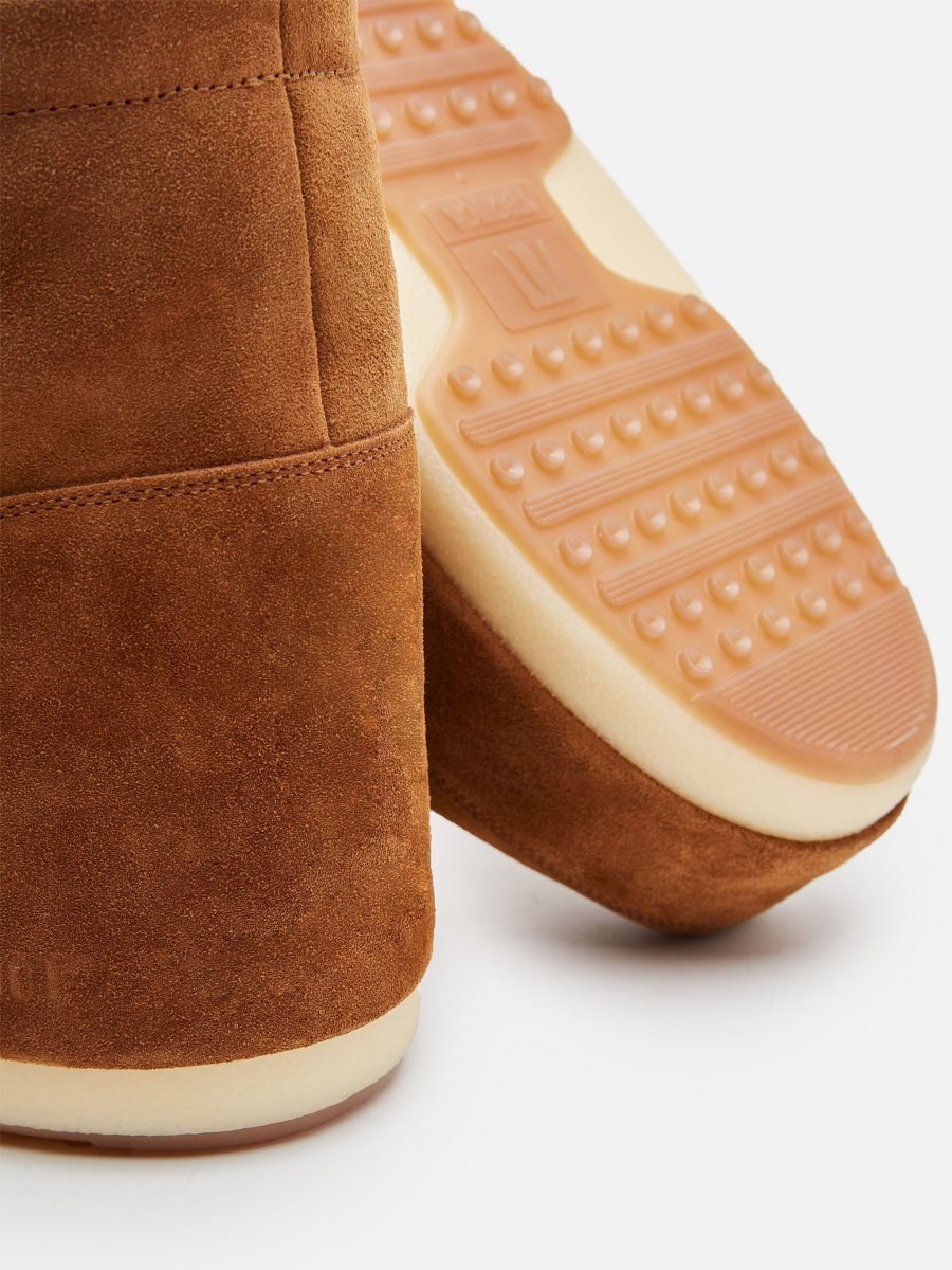 Moon Boot NO LACE TAN SUEDE BOOTS - COGNAC