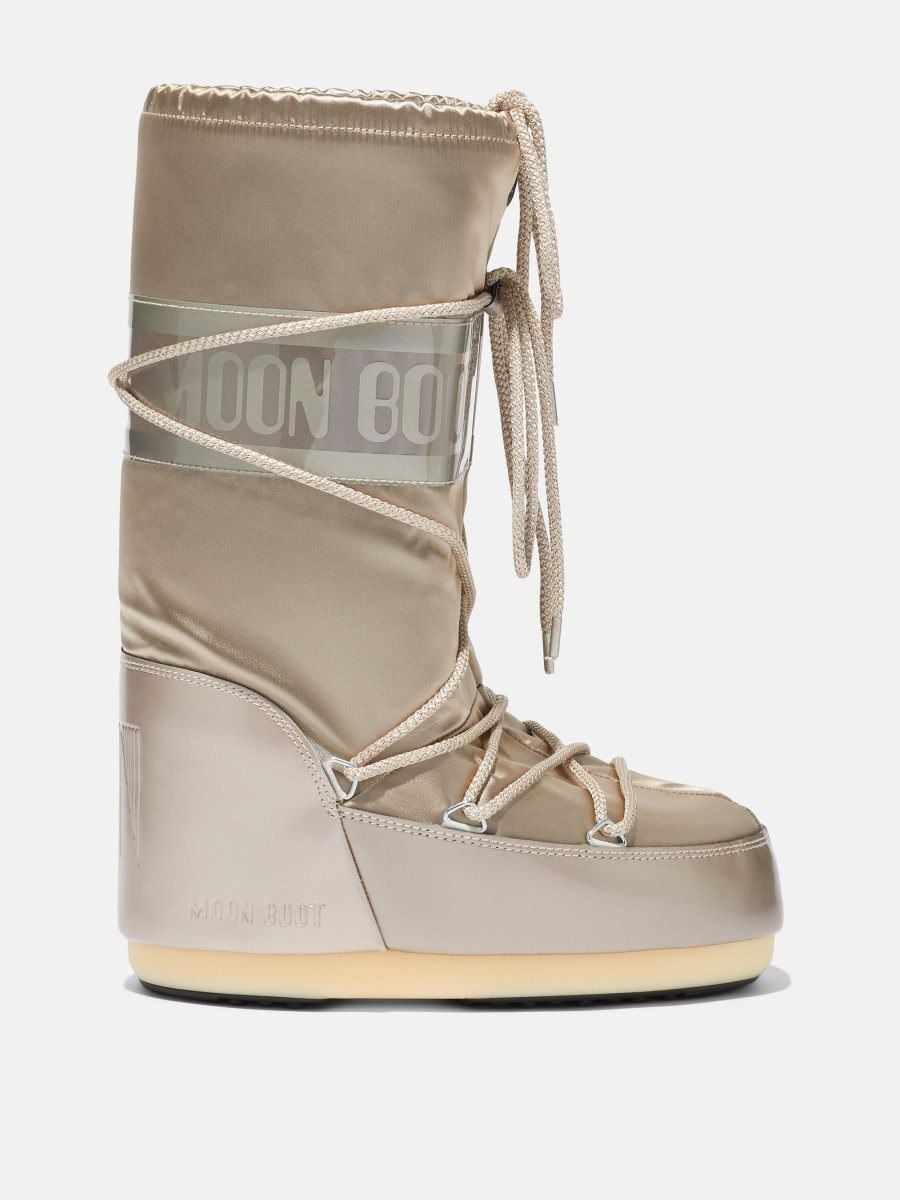 Moon Boot ICON GLANCE SATIN BOOTS - PLATINUM