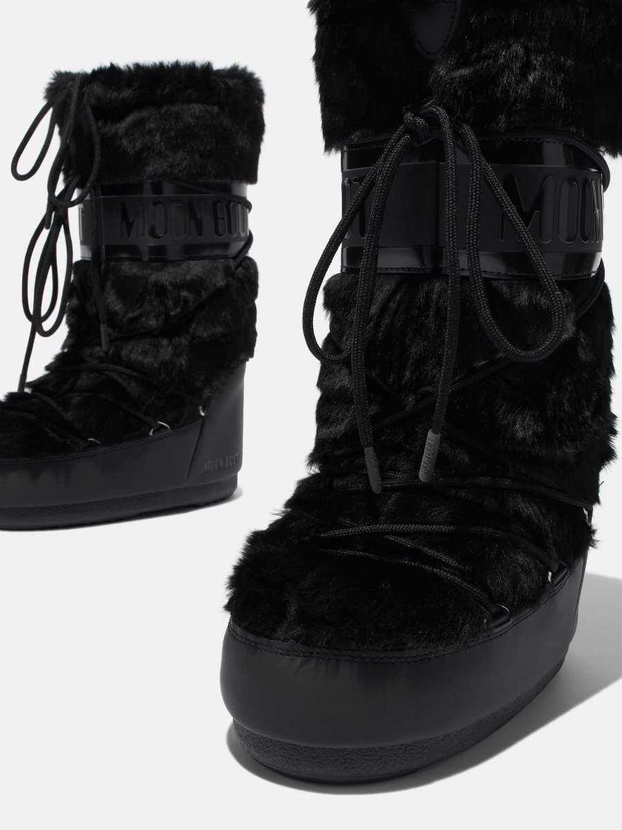 Moon Boot ICON FAUX-FUR BOOTS - BLACK