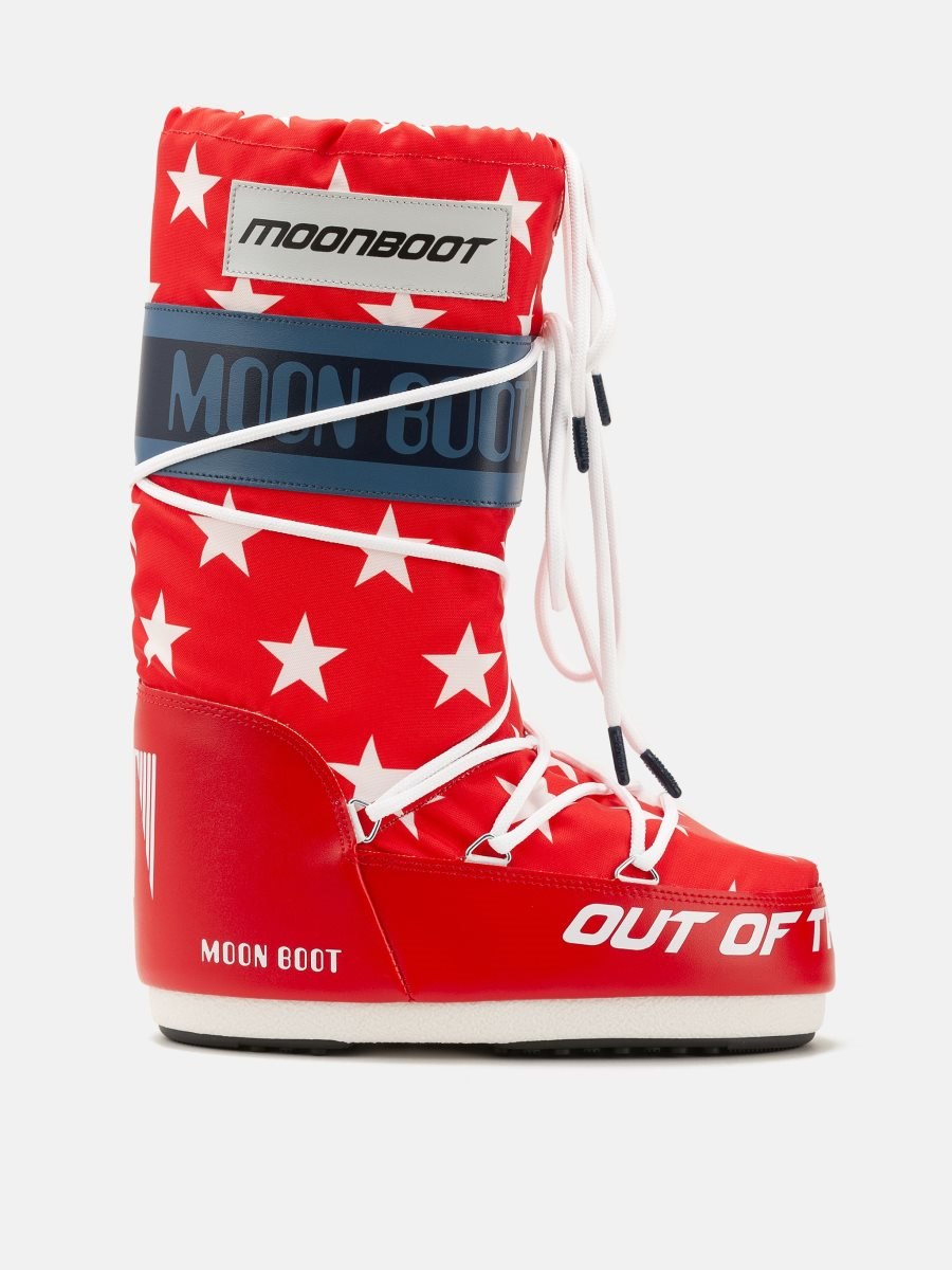 Moon Boot ICON RETROBIKER BOOTS - WHITE STARS