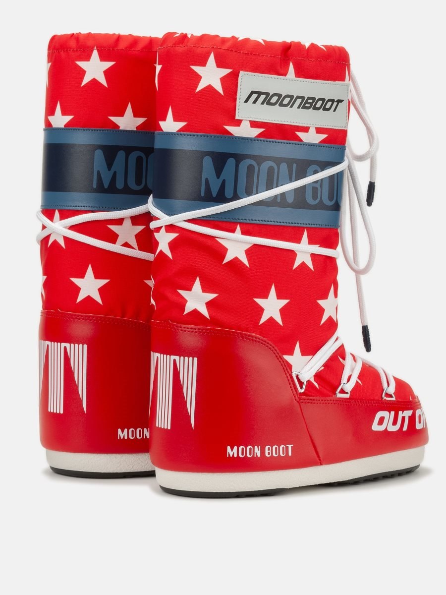 Moon Boot ICON RETROBIKER BOOTS - WHITE STARS