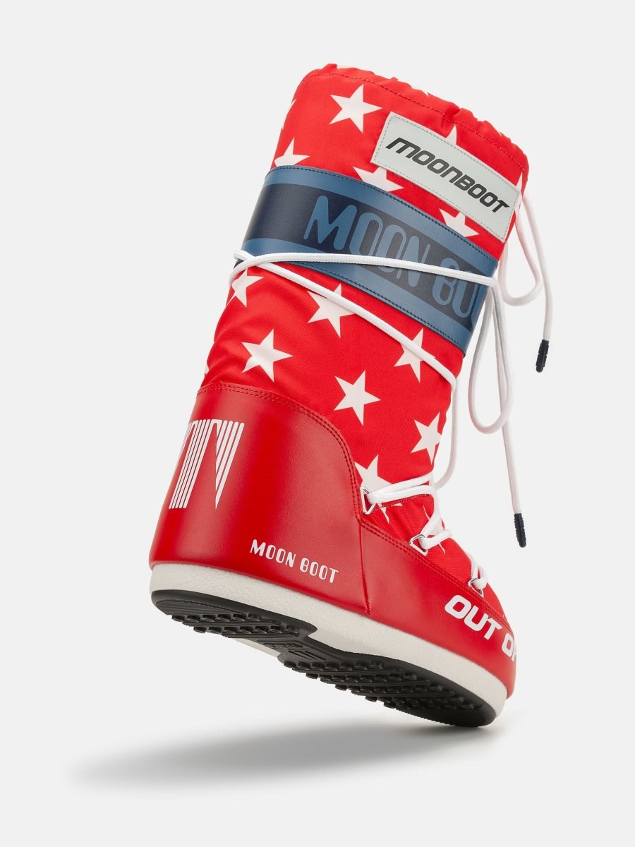 Moon Boot ICON RETROBIKER BOOTS - WHITE STARS