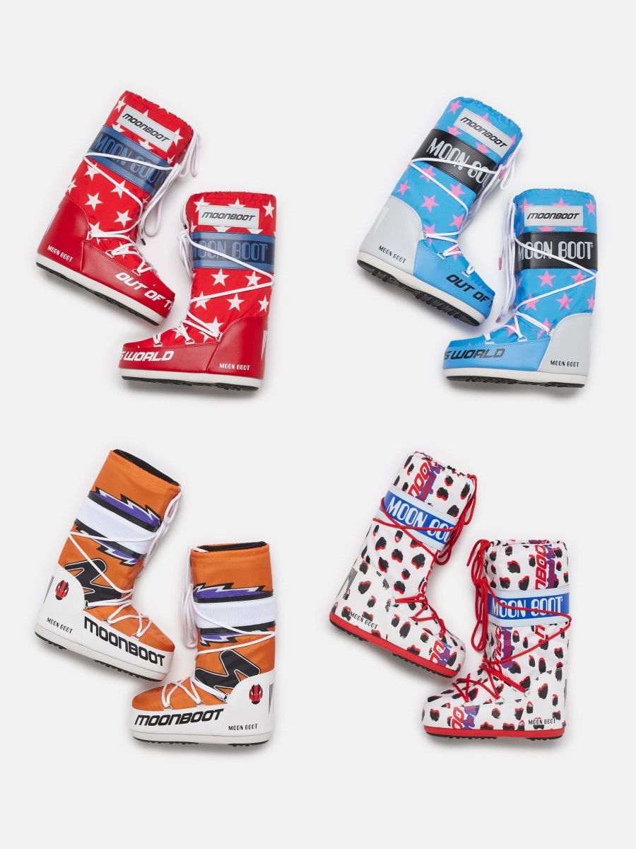 Moon Boot ICON RETROBIKER BOOTS - WHITE STARS