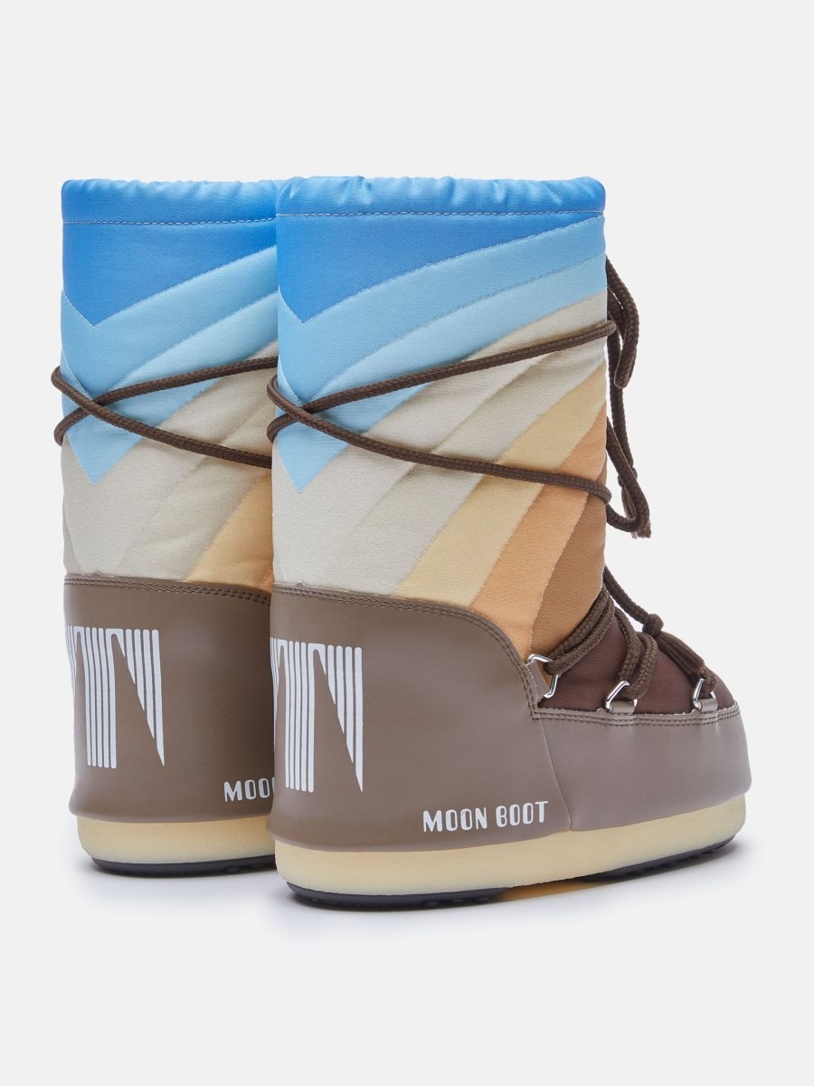 Moon Boot ICON RAINBOW JUNIOR NYLON BOOTS - SHITAKE/BROWN-BLUE