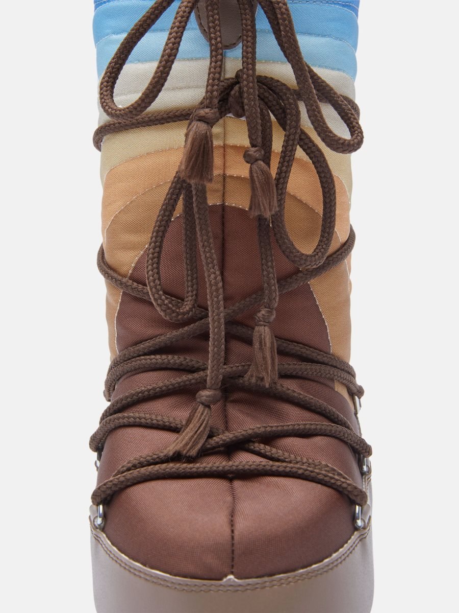 Moon Boot ICON RAINBOW JUNIOR NYLON BOOTS - SHITAKE/BROWN-BLUE