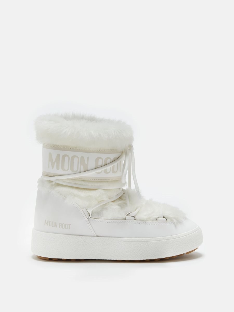 Moon Boot JTRACK JUNIOR FAUX-FUR BOOTS - WHITE
