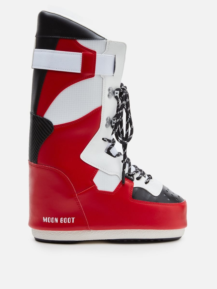 Moon Boot HI SNEAKER BOOTS - WHITE/RED/BLACK - Click Image to Close