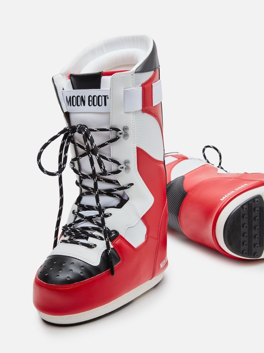 Moon Boot HI SNEAKER BOOTS - WHITE/RED/BLACK - Click Image to Close