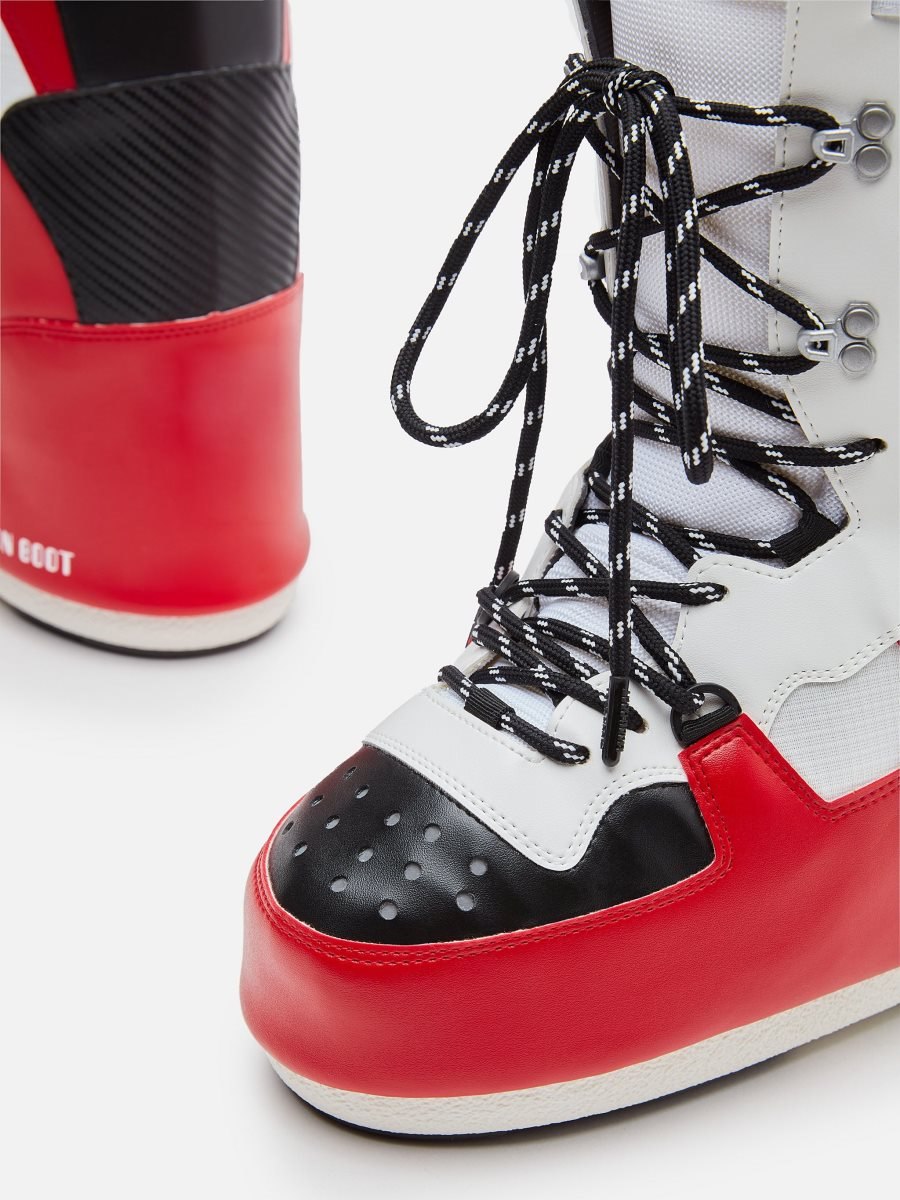 Moon Boot HI SNEAKER BOOTS - WHITE/RED/BLACK - Click Image to Close